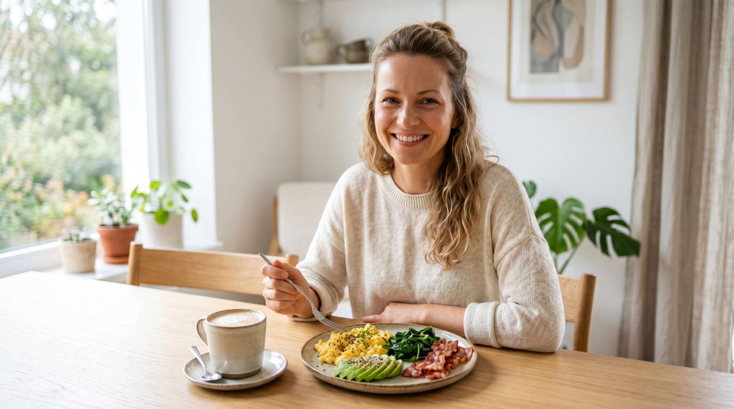 ketodieta — typická keto snídaně s vejci a avokádem