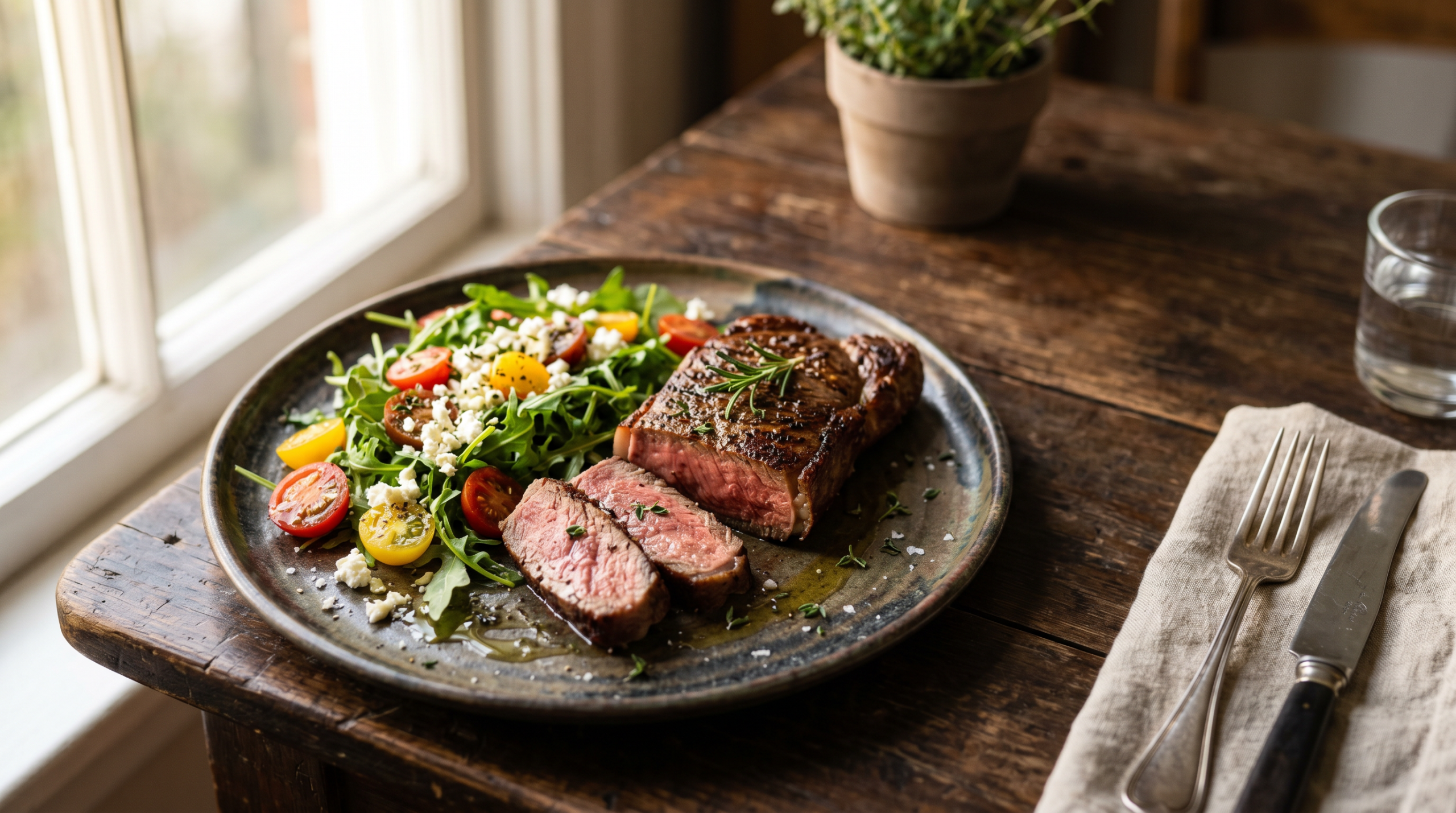 ketodieta — keto večeře steak se salátem